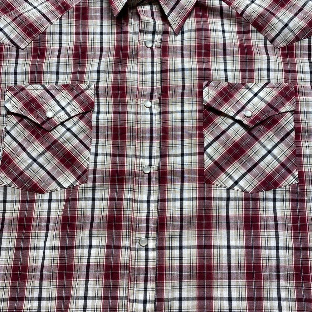 Ely Cattleman Western Shirt Mens 4X Burgundy Plaid Pearl Snap Big Man 202907BG